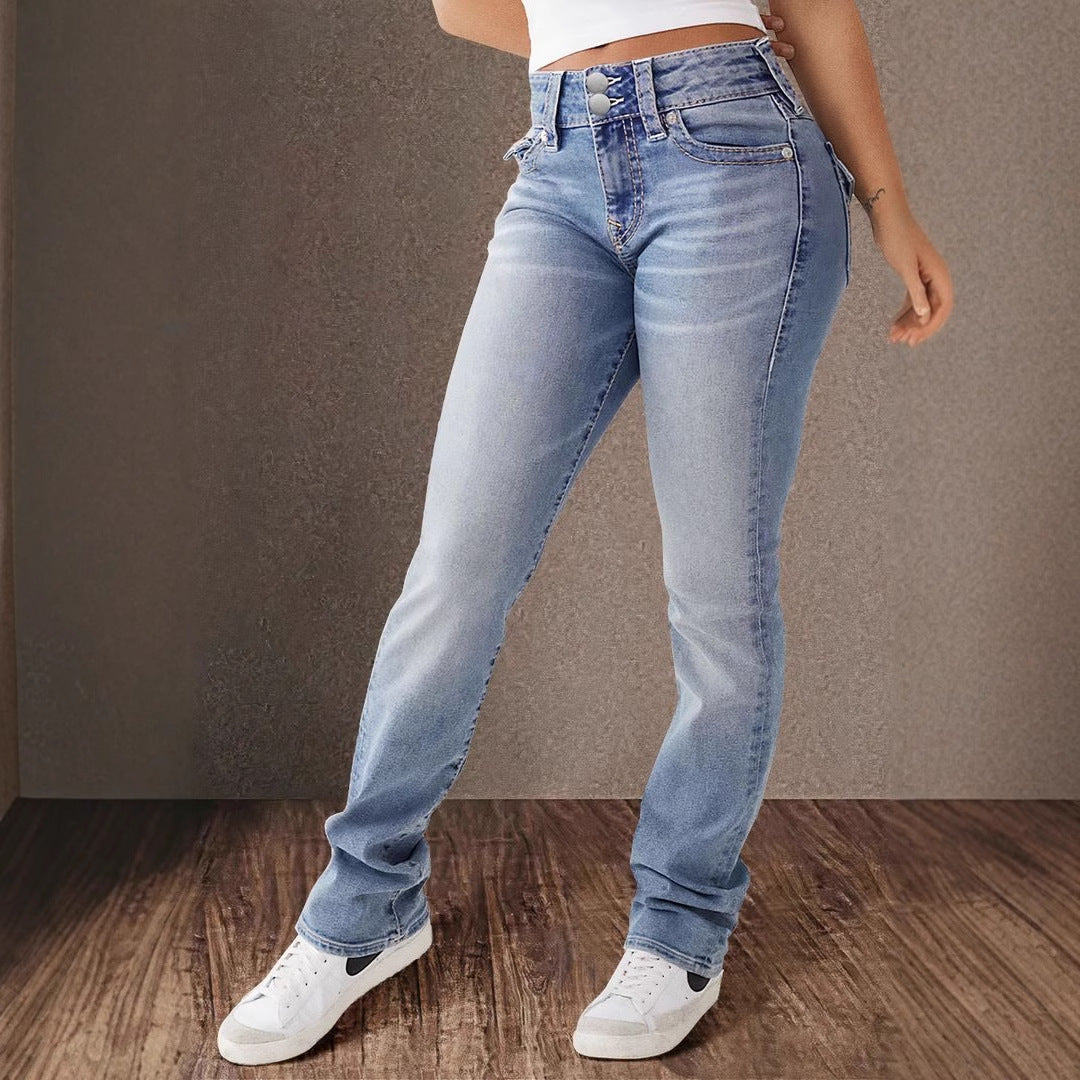 Women High Waist Bootcut Jeans with Stretch Content Lune London