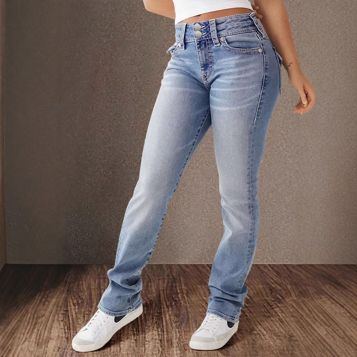 Women High Waist Bootcut Jeans with Stretch Content Lune London
