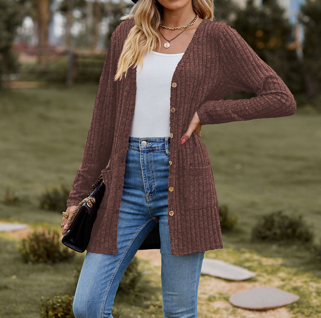 Ladies' cardigan with button placket and practical pockets Lune London