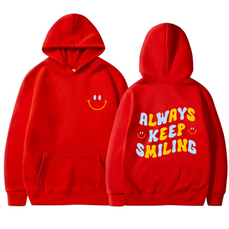Ladies hoodie with cheerful lettering and practical kangaroo pockets Lune London