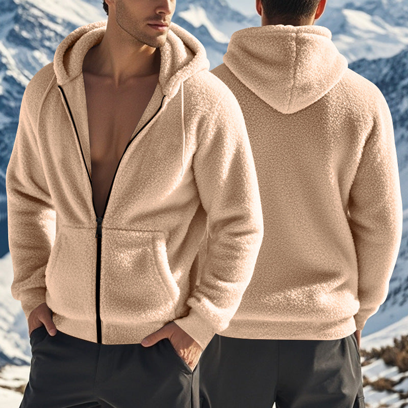 Fleece hooded jacket for men with practical pockets and modern cut Lune London