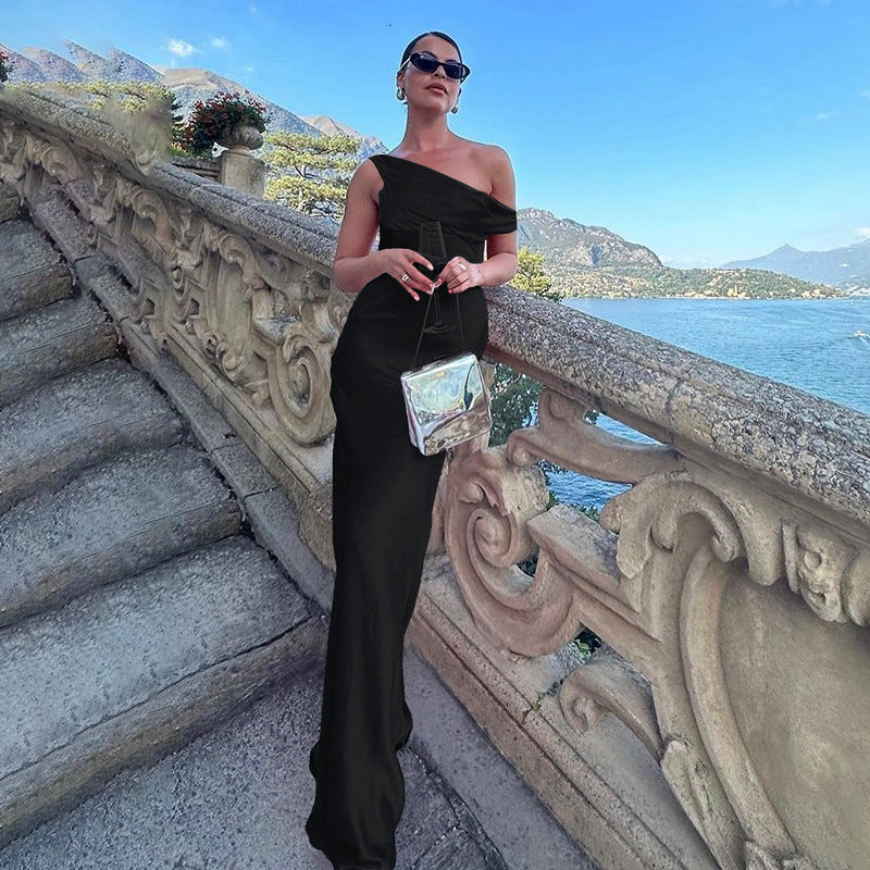 Ladies Elegant Maxi Dress Off-Shoulder Lune London