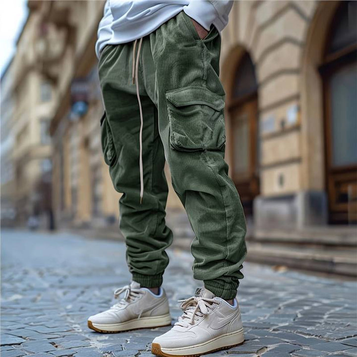 Men's cargo pants with functional pockets and elastic waistband Lune London