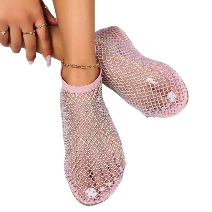 Glamorous ladies mesh shoes with rhinestone embellishments Lune London