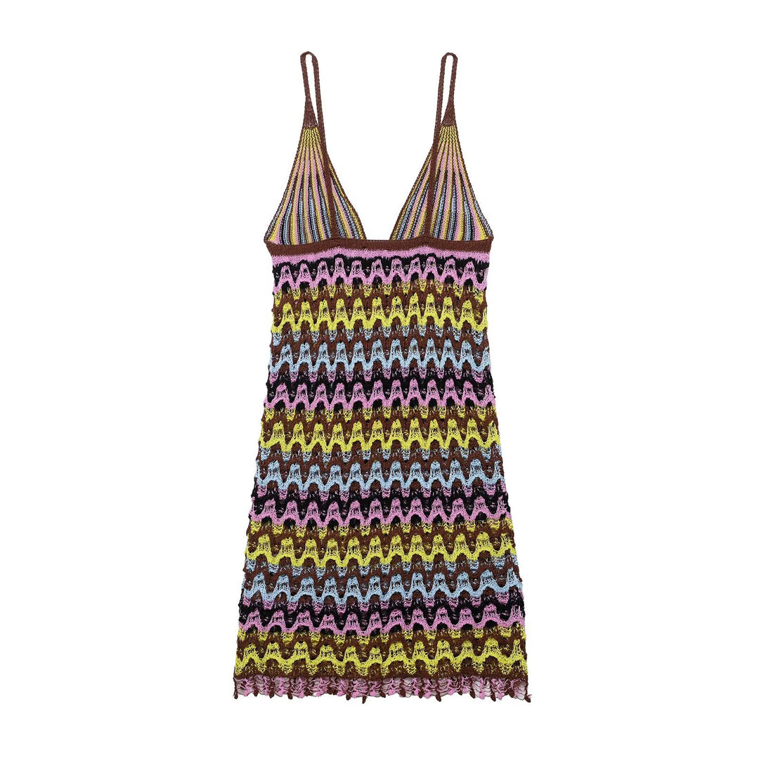 Summer chiffon dress for women with wave pattern and adjustable straps Lune London