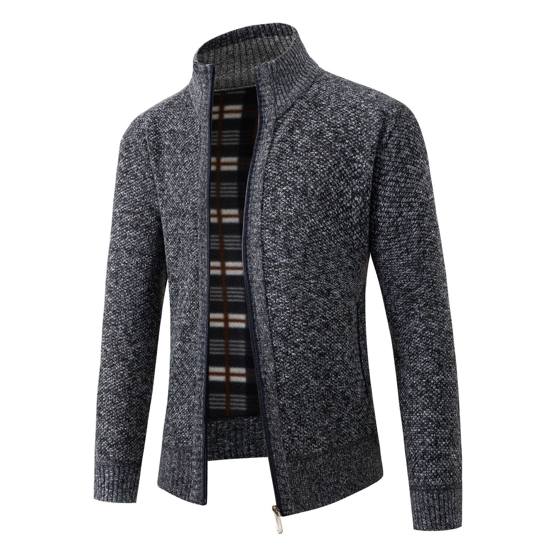 Men's knit jacket with modern high collar and classic lining Lune London