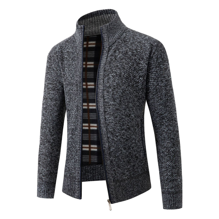 Men's knit jacket with modern high collar and classic lining Lune London