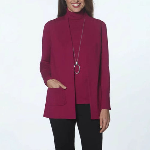 Knitted jacket for women with high collar and practical pockets Lune London