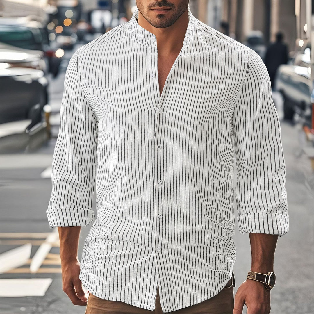Men's long sleeve shirt with high collar and finely knitted fabric Lune London
