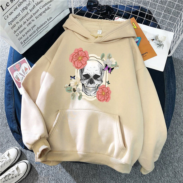 Women's hoodie with detailed skull design and floral print Chic & Stil