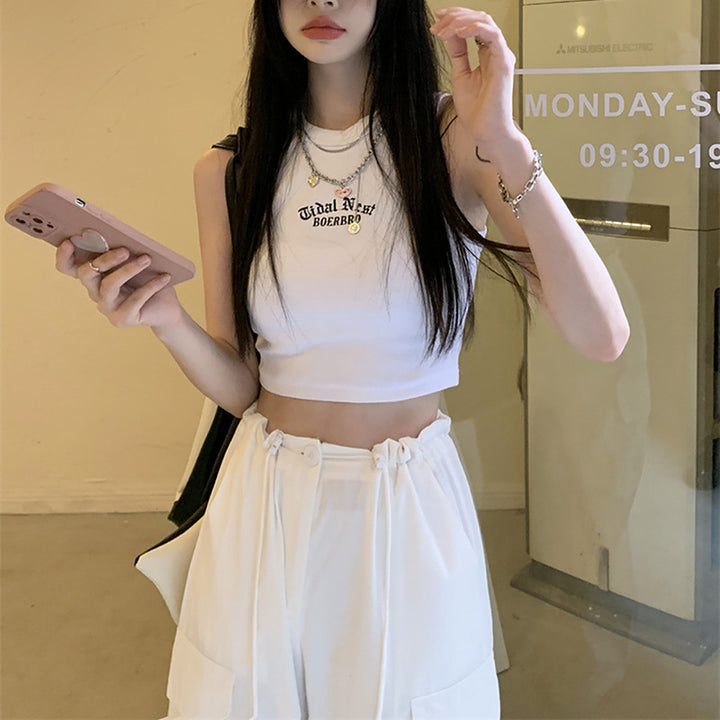 Women’s Crop Top with High Collar and Subtle Logo Lune London