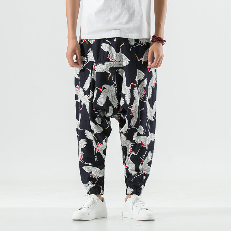 Casual Harem Pants for Men with Modern Print and Elastic Waist Lune London