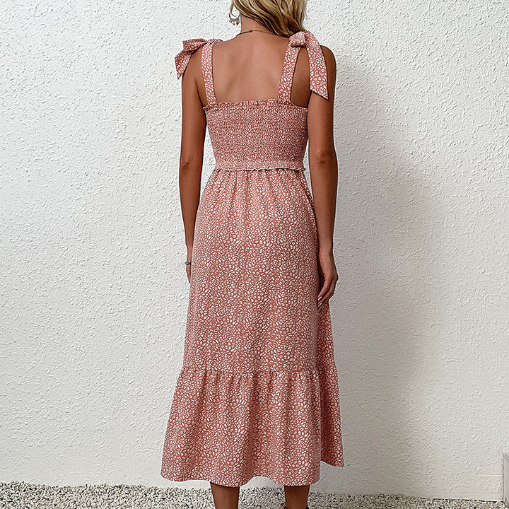 Women Ruffled Details Maxi Floral Summer Dress with Chic Button Effect and Style