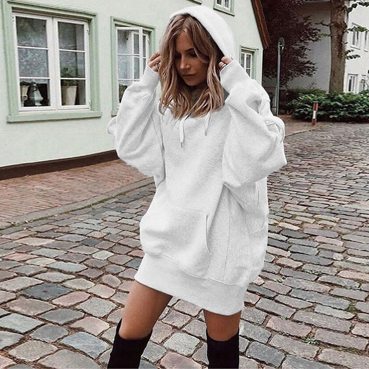 Hoodie dress for women in an oversized casual style with kangaroo pocket Lune London