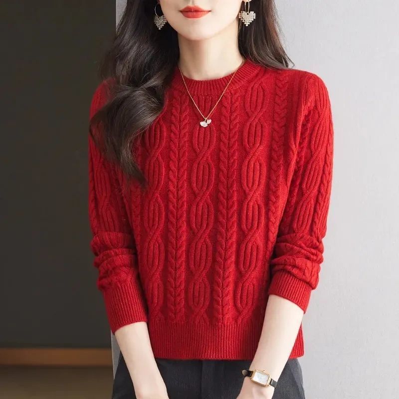 Knit sweater for women with embossed pattern and high collar Lune London