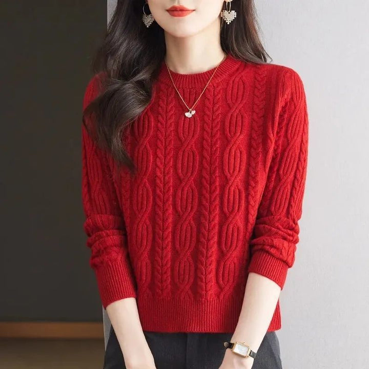 Knit sweater for women with embossed pattern and high collar Lune London