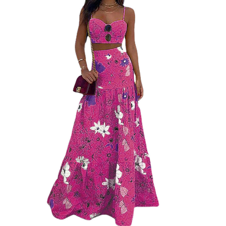 Maxi dress for women with floral design and chic bustier top Lune London