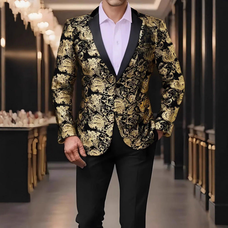 Veste de smoking élégante pour hommes avec un luxueux motif floral en jacquard Lune London