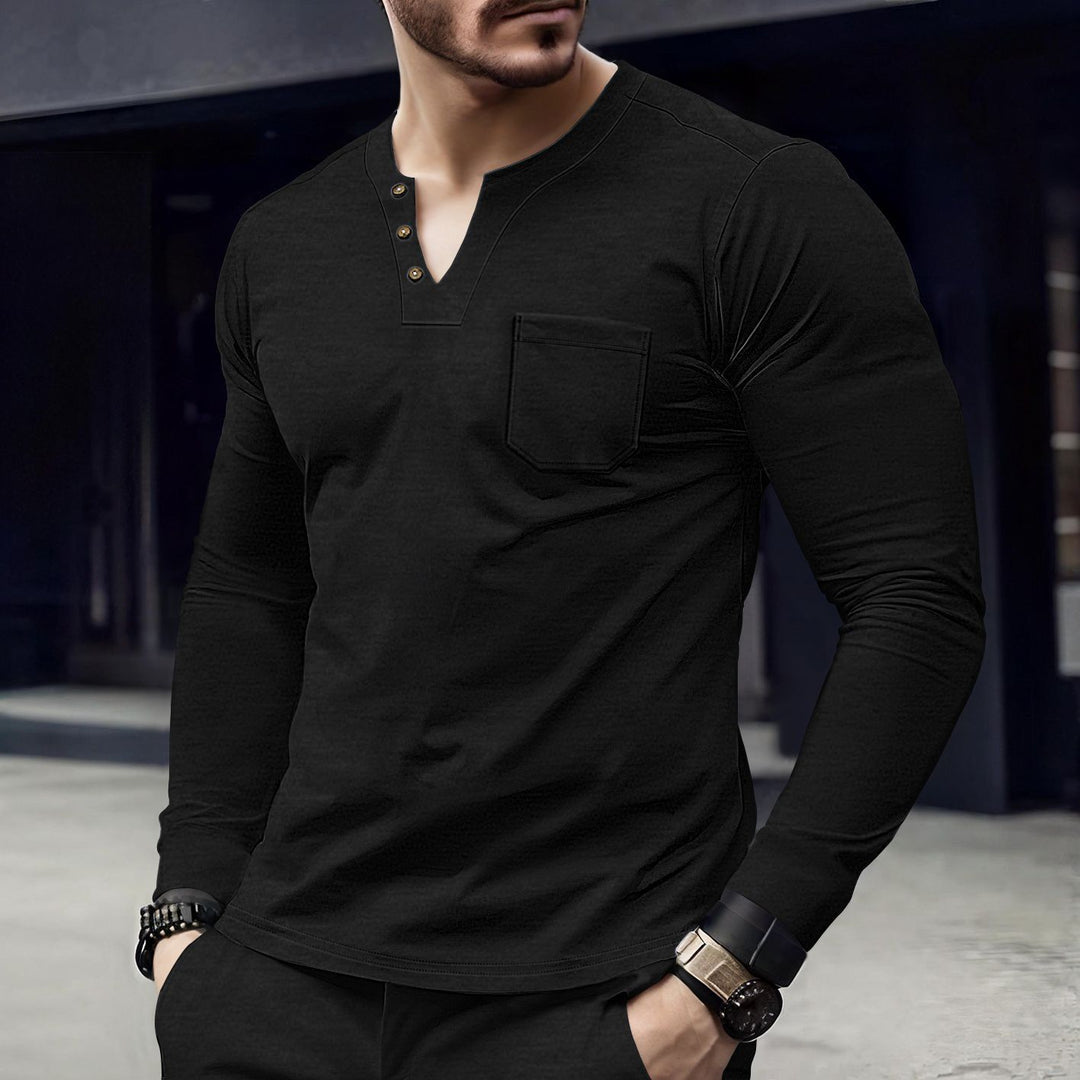 Men's long sleeve shirt with button placket and chest pocket Lune London