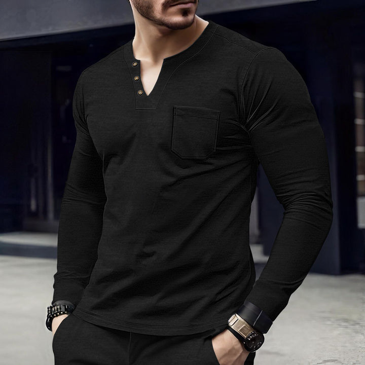 Men's long sleeve shirt with button placket and chest pocket Lune London