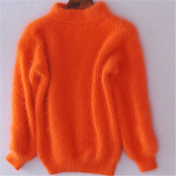 Women’S Fleece Turtleneck Sweater with Puff Sleeves and Textured Design Lune London
