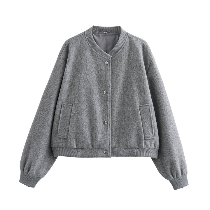 Casual bomber jacket for women in high-quality wool blend with practical pockets Lune London