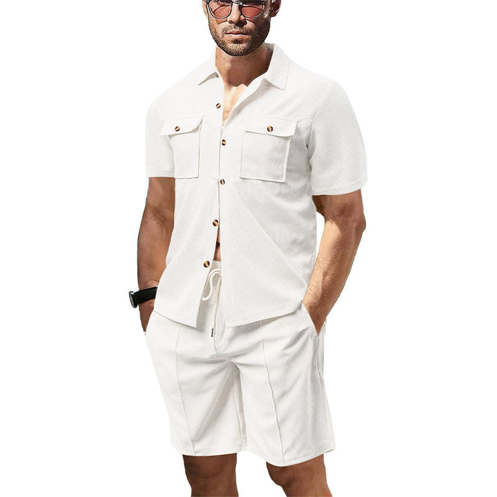 Casual men's set short sleeve shirt and shorts with practical pockets Lune London