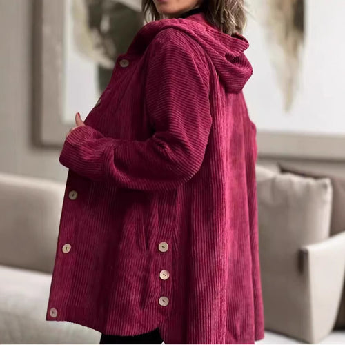 Women’s corduroy hooded jacket with button closure Lune London