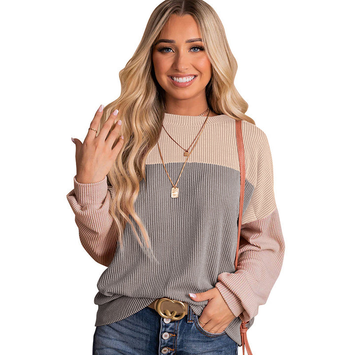 Pull femme décontracté avec structure côtelée et blocs de couleur Lune London