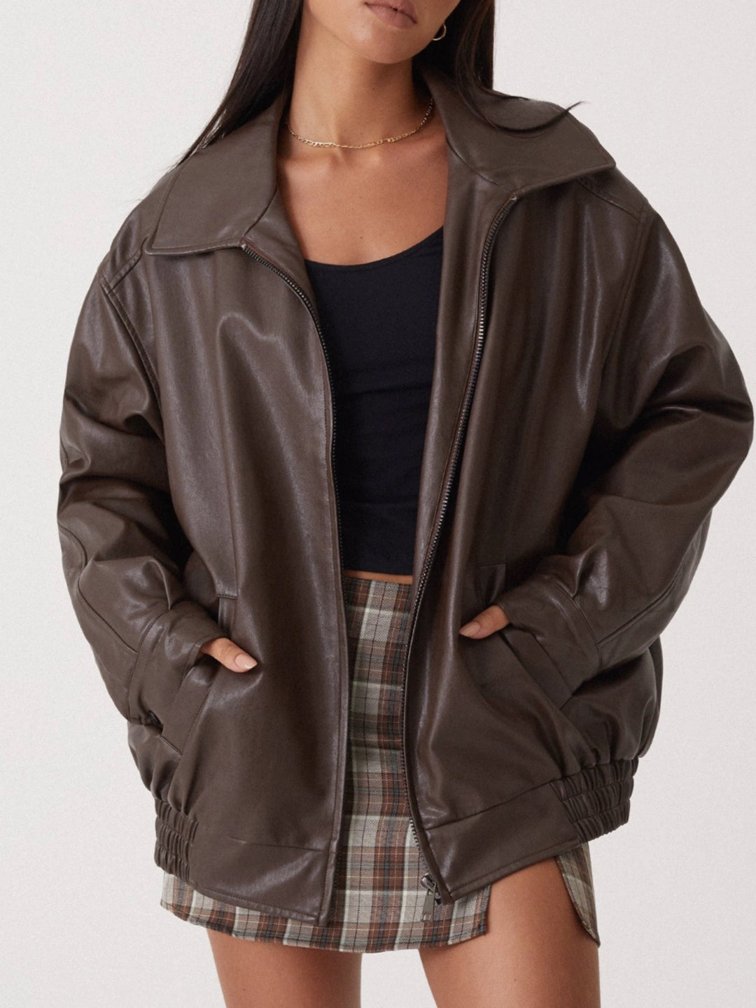 Ladies oversized Faux leather Jacket Lune London