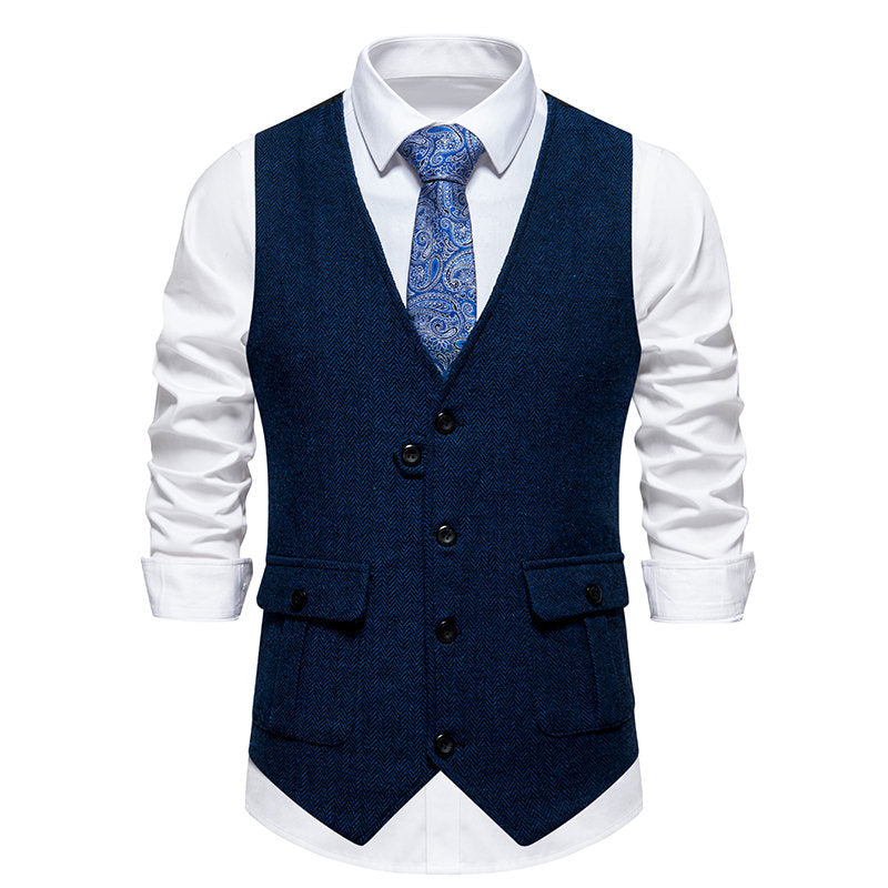Elegant men's vests in herringbone design with practical pockets Lune London