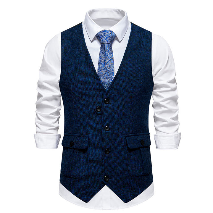 Elegant men's vests in herringbone design with practical pockets Lune London