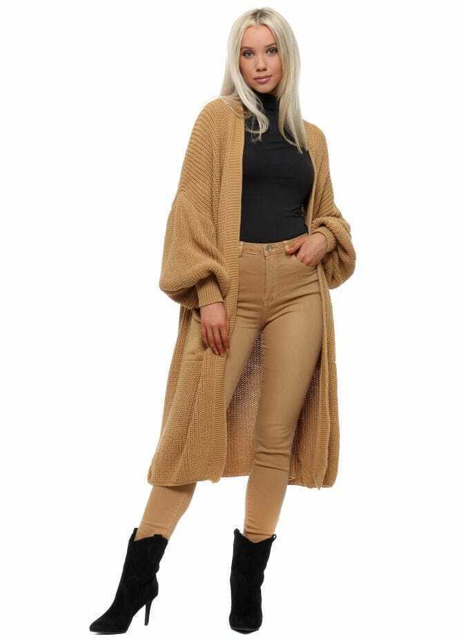 Ladies Long Sweater Coat with Large Pockets Lune London