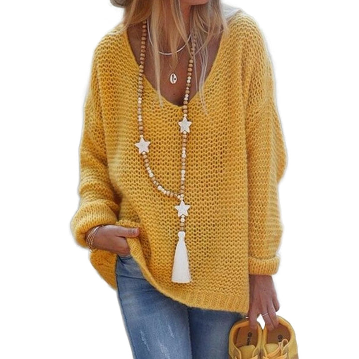 Loose knit sweater for women with deep V-neck and casual cut Lune London
