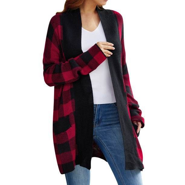 Knit patterned cardigan for women with an open cut and long sleeves Lune London