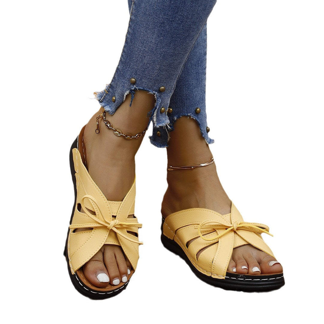 Women Open Toe Square Toe Sandals with Bow Detail Lune London