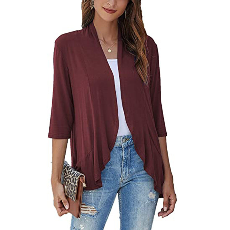 Women’s Light Chiffon Jacket with Open Fronts and 3/4 Sleeves Lune London