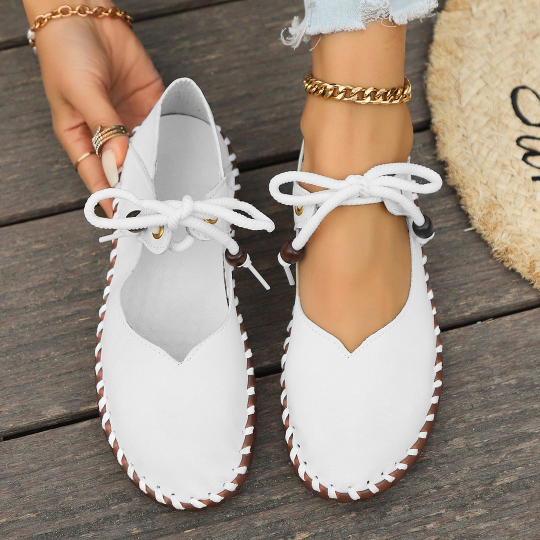 Elegant women's lace-up flat leather shoes Lune London
