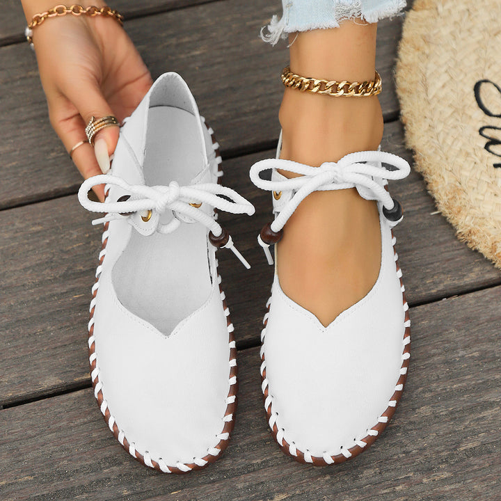 Elegant women's lace-up flat leather shoes Lune London