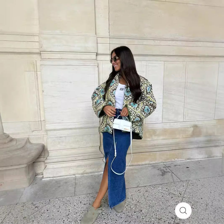 Veste blazer élégante pour femmes avec motif géométrique accrocheur Chic & Stil