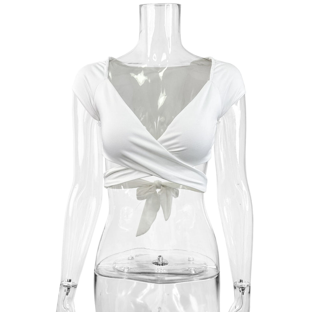 Women’s Crop Top with Elegant Wrap Design Lune London
