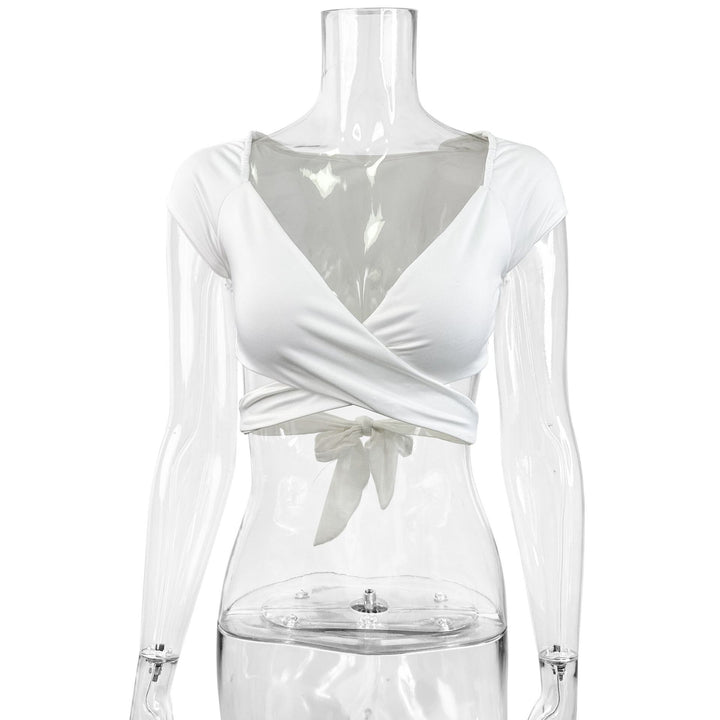 Women’s Crop Top with Elegant Wrap Design Lune London