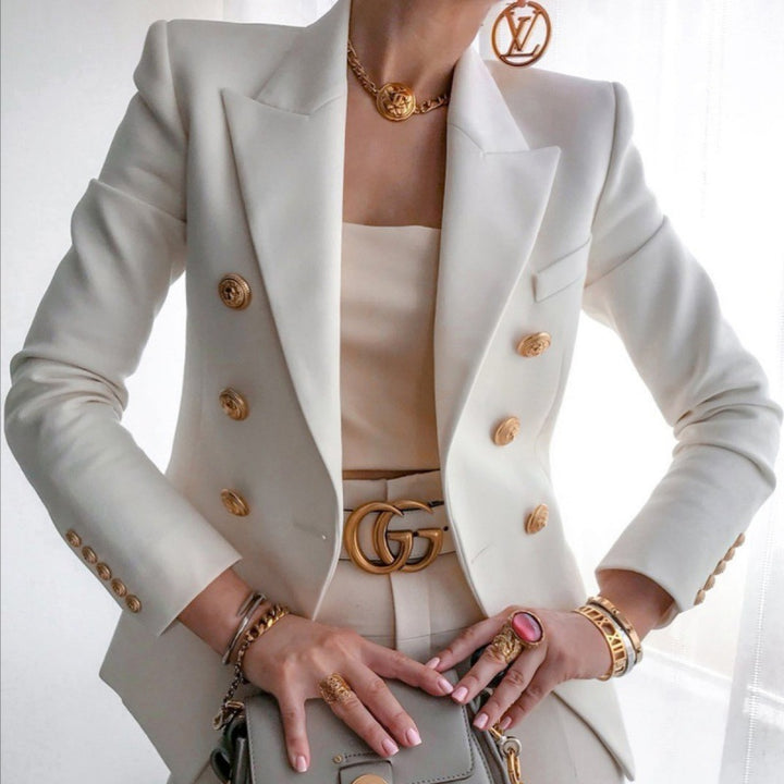 Veste élégante pour femmes avec double rangée de boutons et détails à la mode Lune London