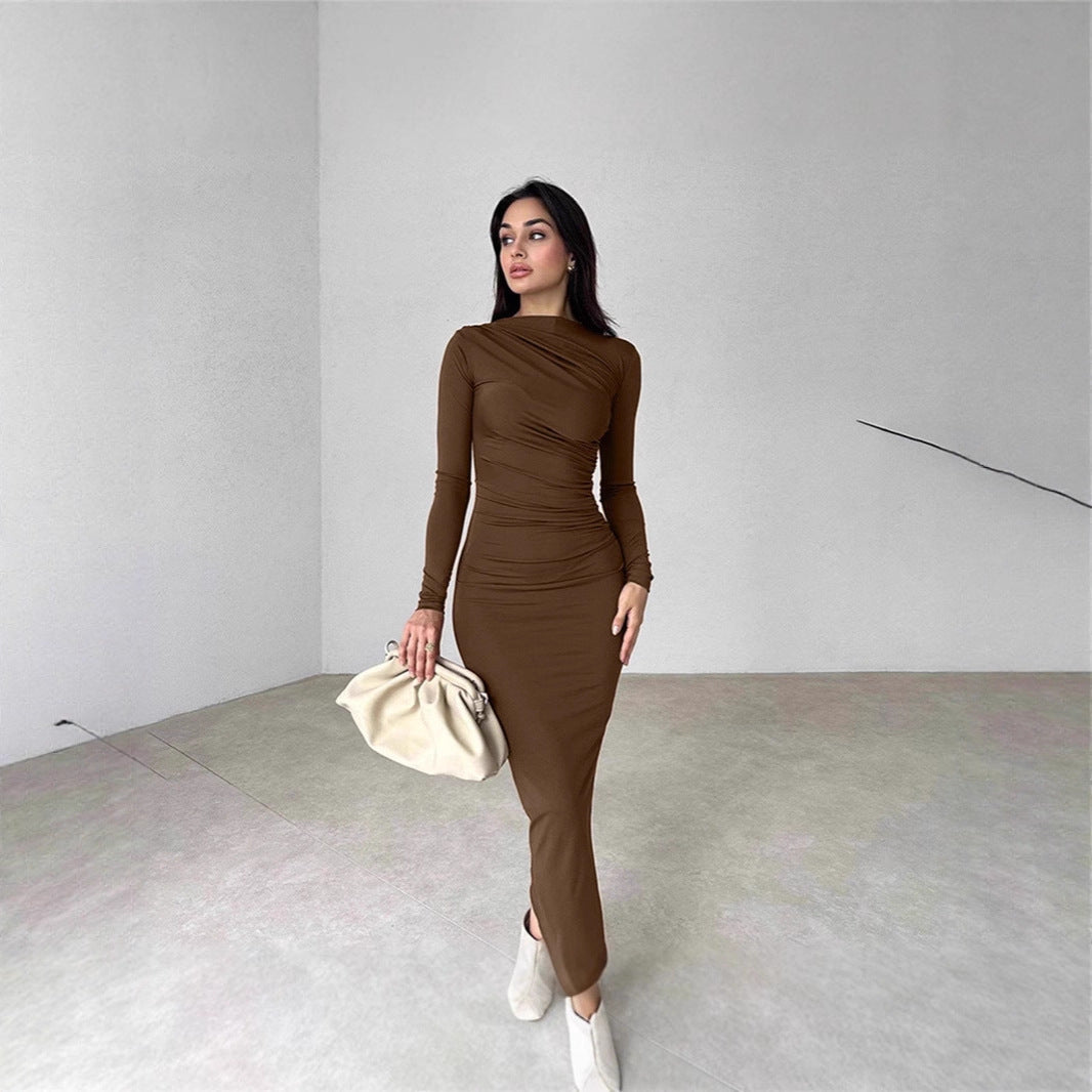 Ladies Elegant Wrap Dress with Long Sleeves and Fitted Cut Lune London
