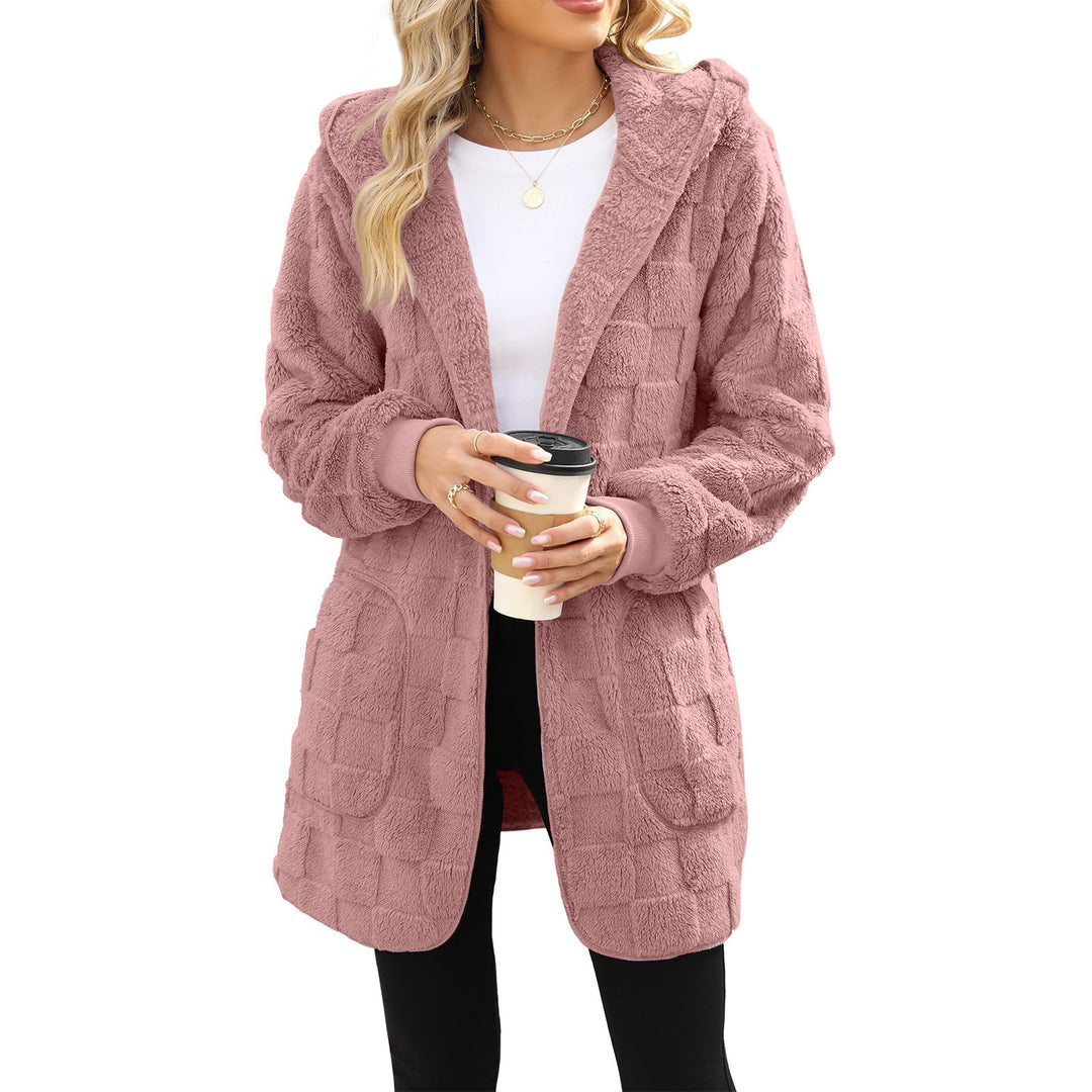 Ladies cozy fleece jacket with hood and pockets Lune London
