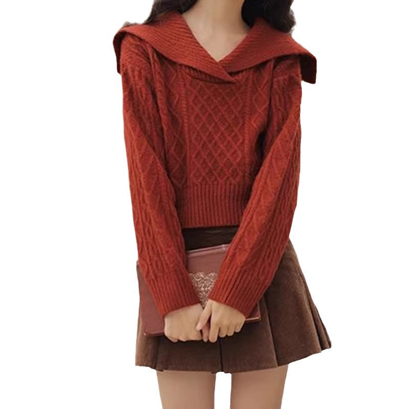 Knit sweater for women with oversized collar Lune London