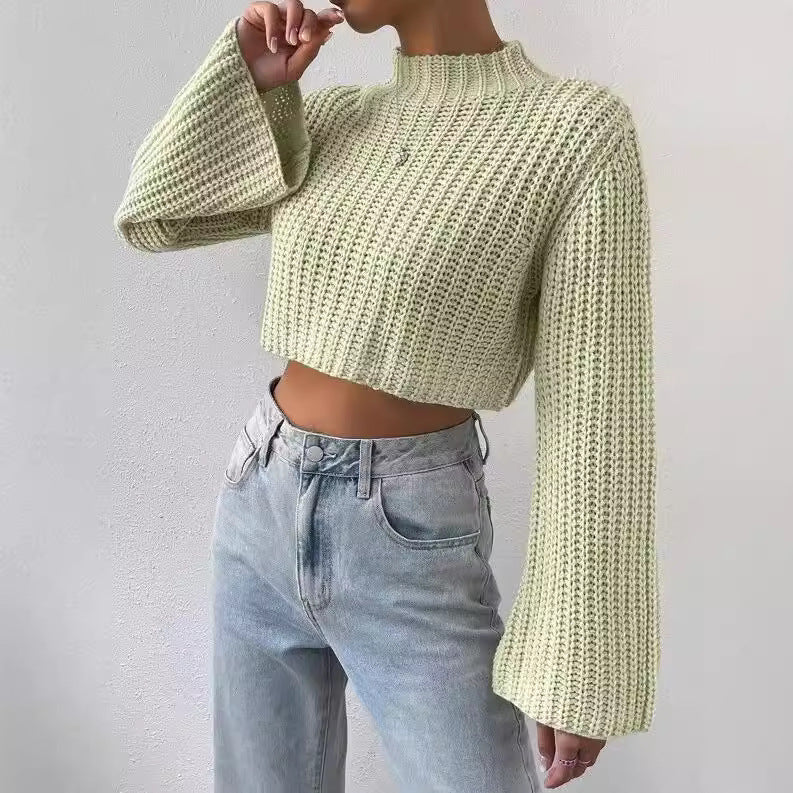 Casual crop sweater for women with wide sleeves and a structured design Lune London