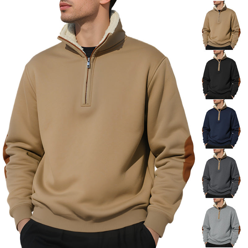 Fleece sweater for men with a high collar and stylish contrasting details Lune London