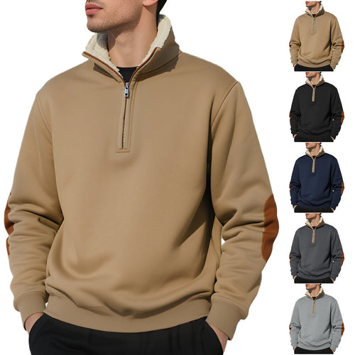 Fleece sweater for men with a high collar and stylish contrasting details Lune London