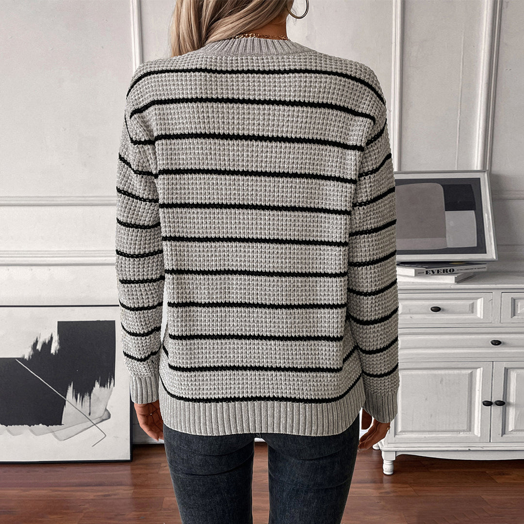Lightweight knit sweater for women with a wide striped pattern Lune London